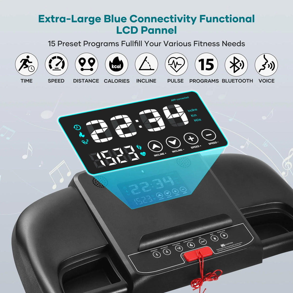 17 Wide Electric Folding Treadmill with Auto Incline W34770