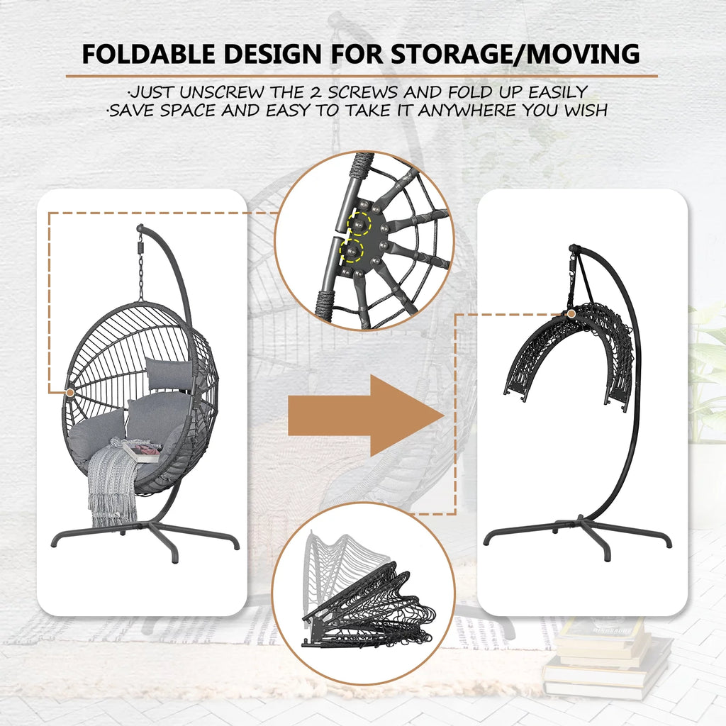 Oversized Dark Gray Hammock Chair with Stand W497