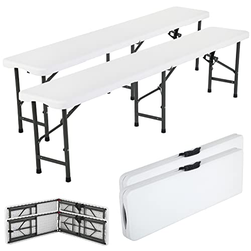 6FT Folding Bench with Carrying Handle, White F886371