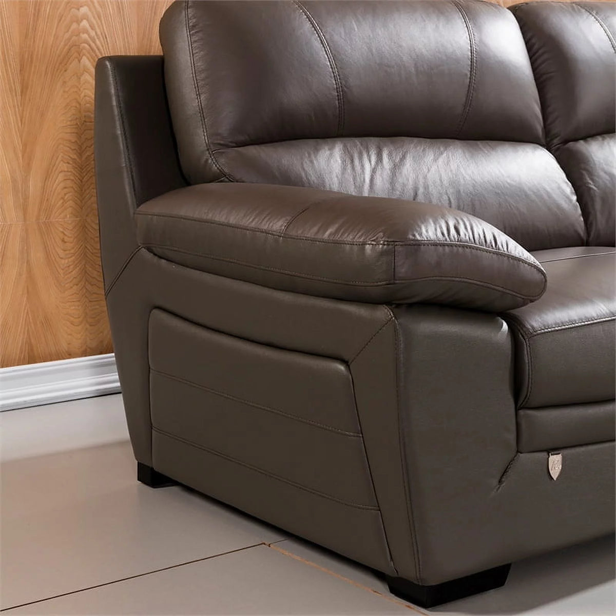 Taupe Brown Italian Leather Chair W674511