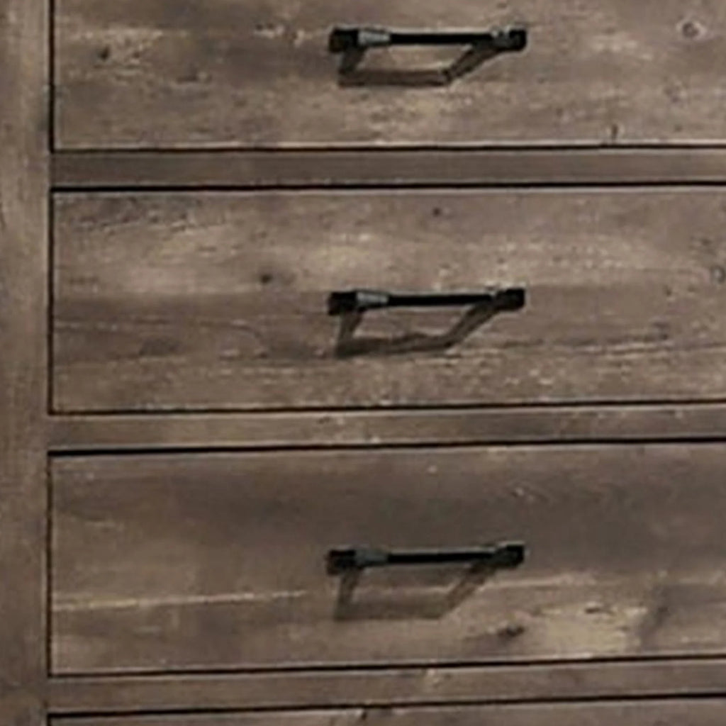 5 Gliding Drawers Rustic Gray Solid Wood Dresser Chest M6242