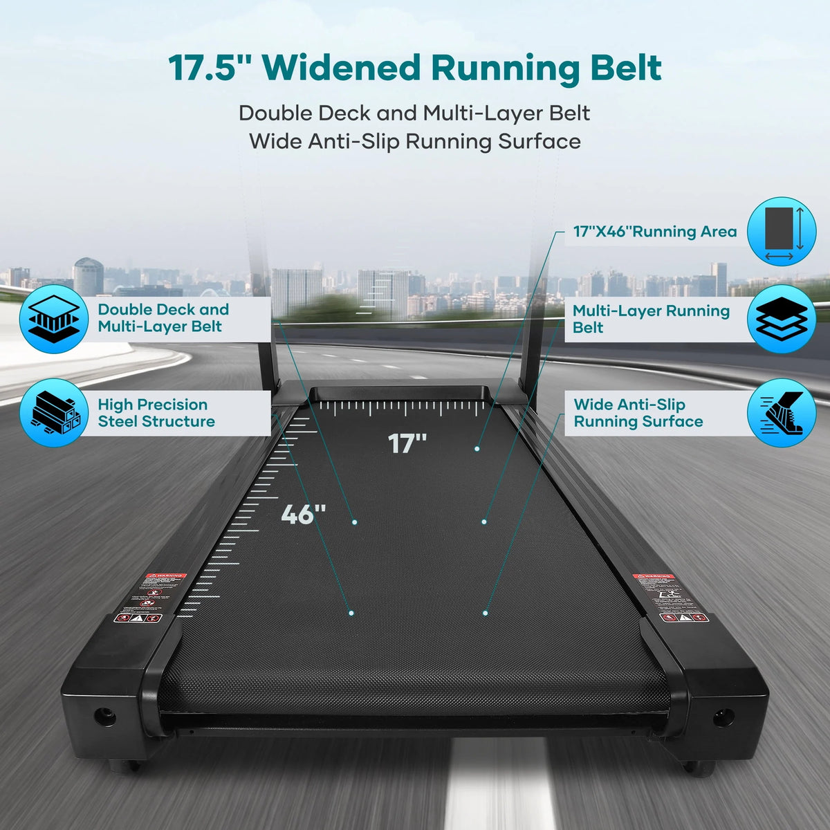 17 Wide Electric Folding Treadmill with Auto Incline W34770