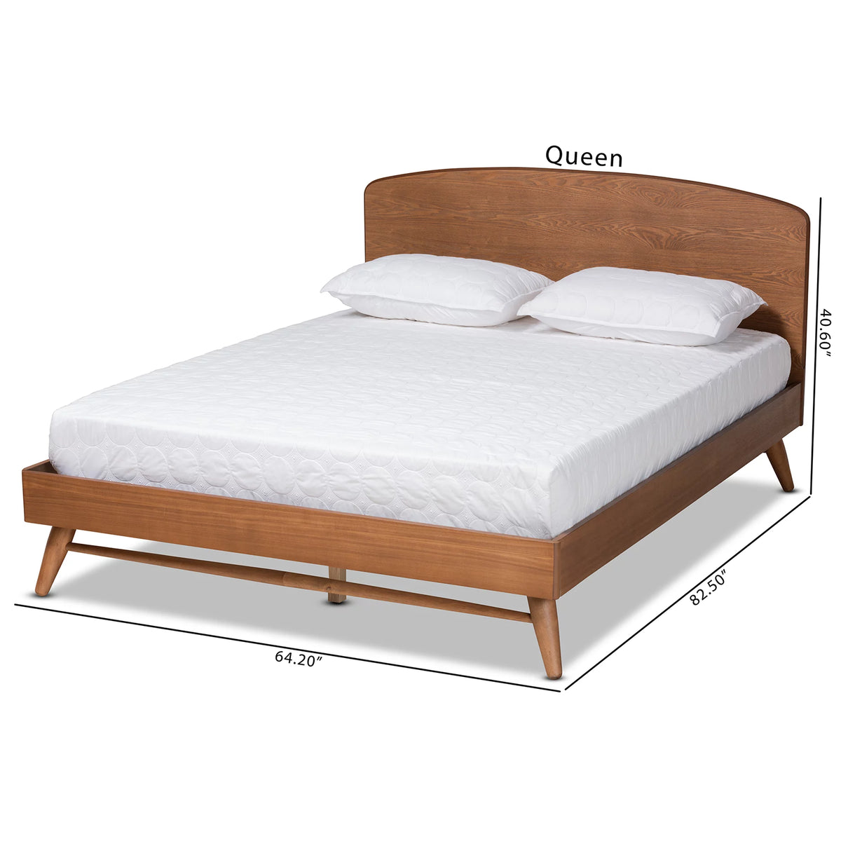 Walnut Brown Full Platform Bed D1588