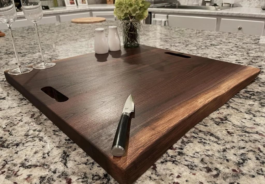 Black Walnut Double Live Edge Wood Charcuterie Board O6560