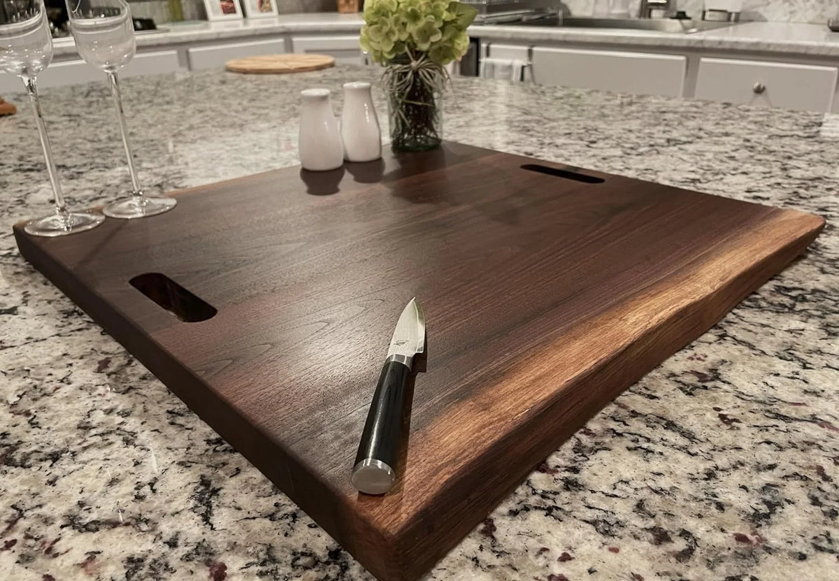 Black Walnut Double Live Edge Wood Charcuterie Board O6560