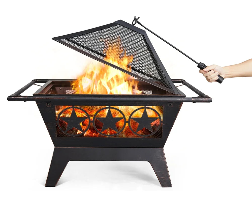 32 Iron Fire Pit with Mesh Cover H319