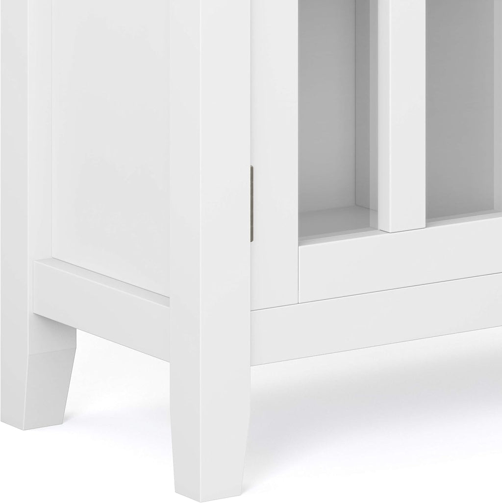 White 30 inch Low Storage Cabinet with 2 Glass Doors Y391