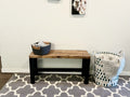 Two Tone Solid Pine Wood Entryway Accent Bench W786514