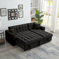 Velvet L Shaped Sleeper Sofa with Storage Chaise N420