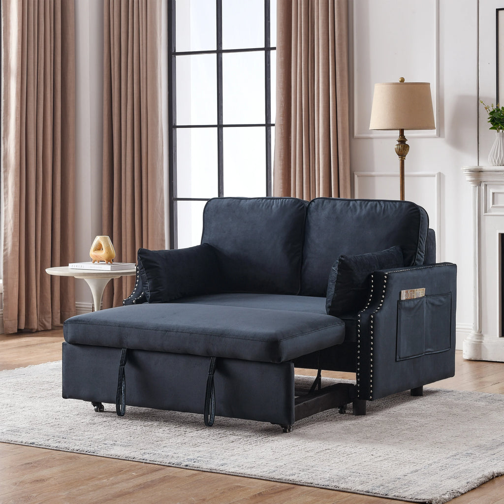 Velvet Recliner Bed with Pull-out Sleeper Sofa E966440