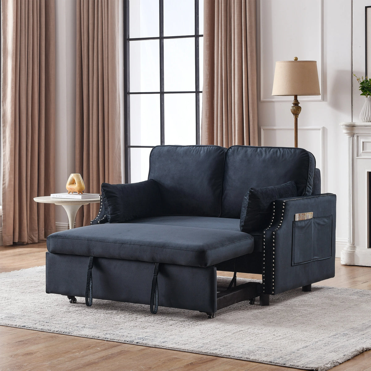 Velvet Recliner Bed with Pull-out Sleeper Sofa E966440