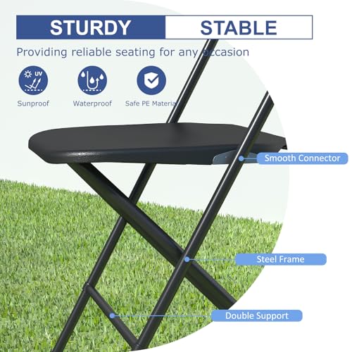 10 Pack Black Folding Chairs 350lb Capacity S190