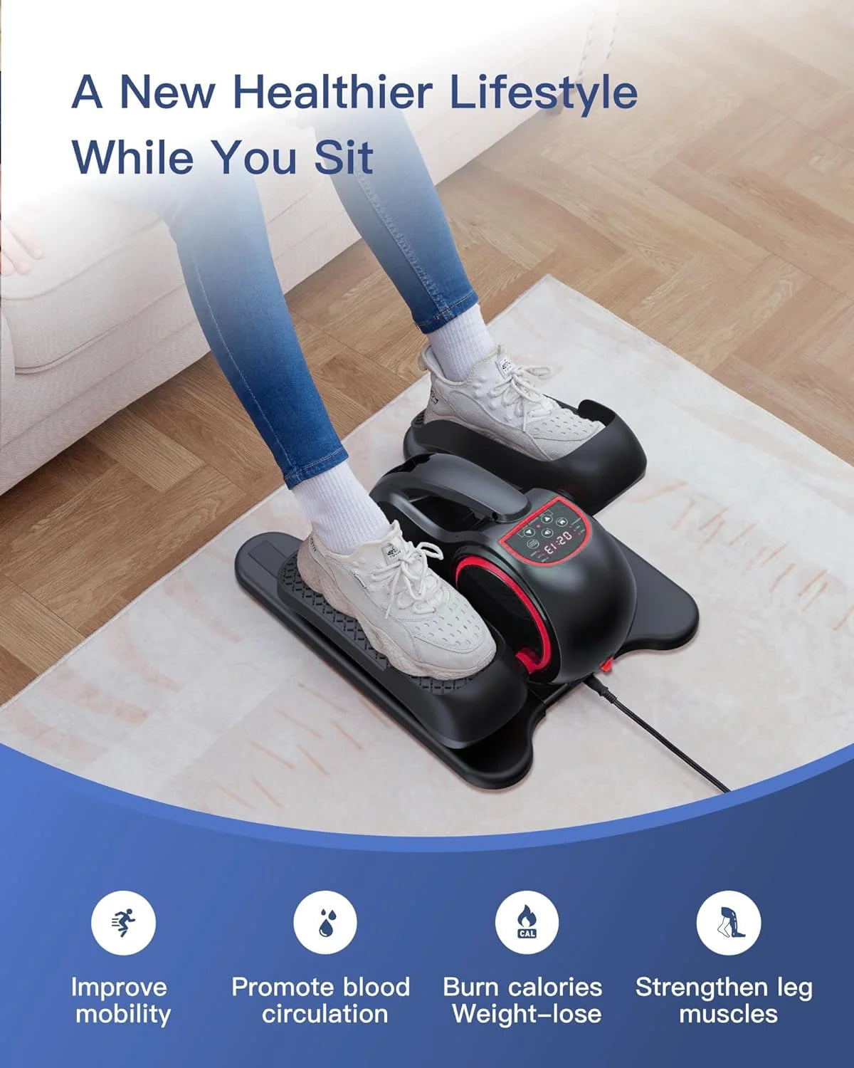 Under Desk Elliptical with Remote Control & Non-Slip Pedals T5821