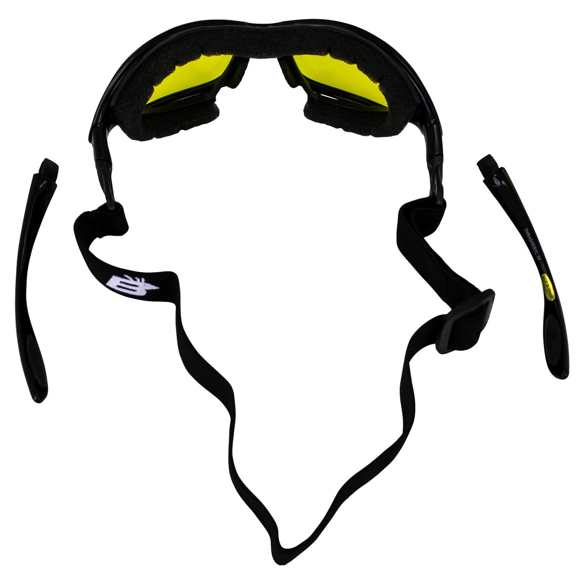 2 Pairs Padded Motorcycle Glasses Convertible to Goggles Shatterproof UV400 Black P4701