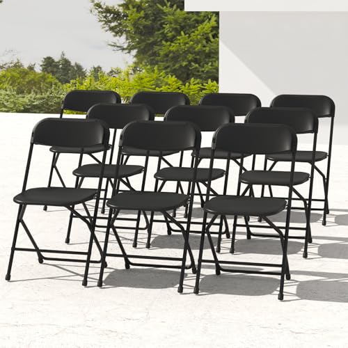 10 Pack Black Folding Chairs 350lb Capacity S190
