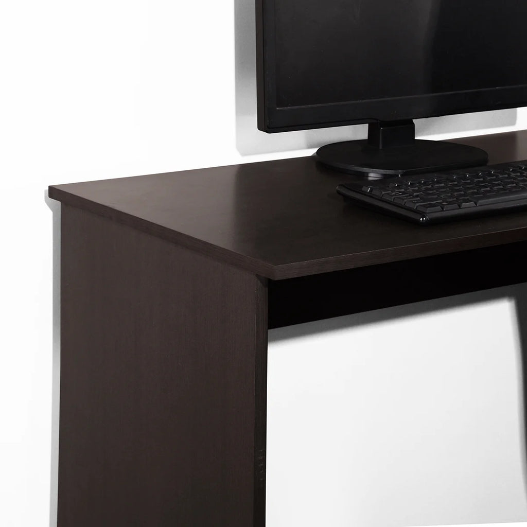 Brown L-Shaped Corner Desk with 2 Shelves T574515