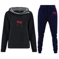 Floral Print Long Sleeved Hooded Sweatshirt with Pockets D2926
