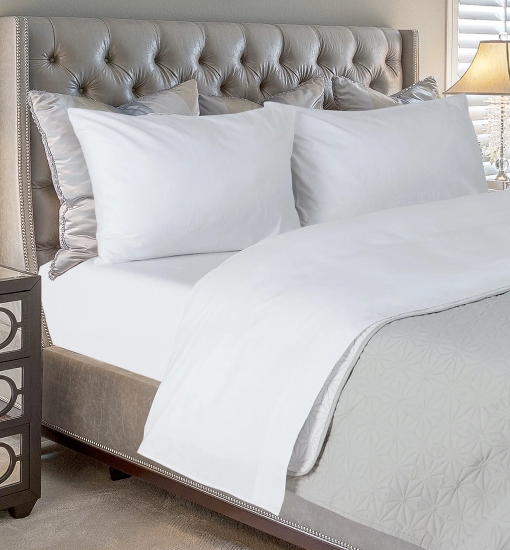 4 Piece 100% Cotton Flannel Queen Size White Bed Sheet Set H9745