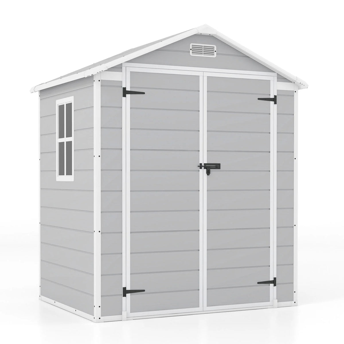 6x4 Resin Outdoor Storage Shed Grey & White H58157
