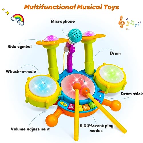 Kids Drum Set with Microphone U4094