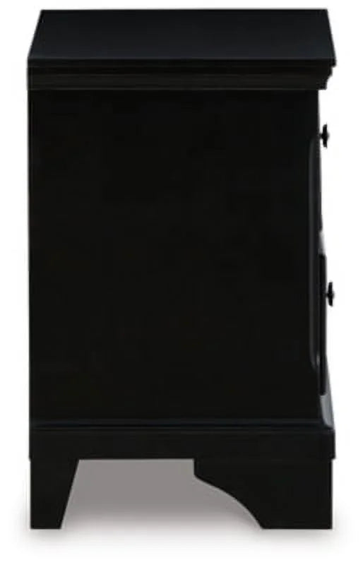 Black 2 Drawer Nightstand X18173