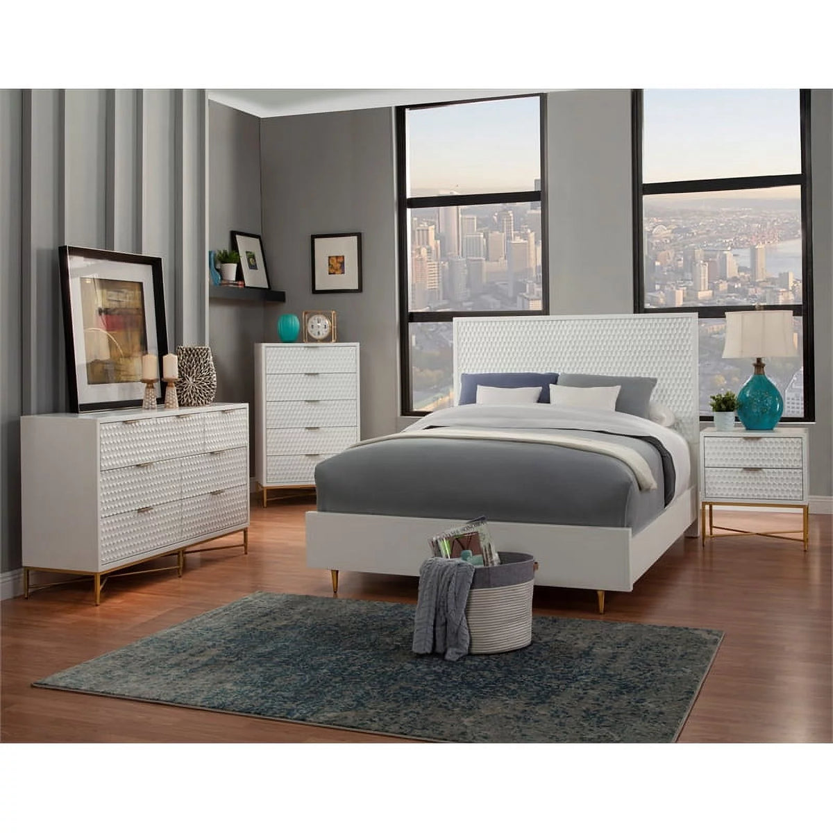Queen Headboard & 2 Drawer Nightstand Set E7073