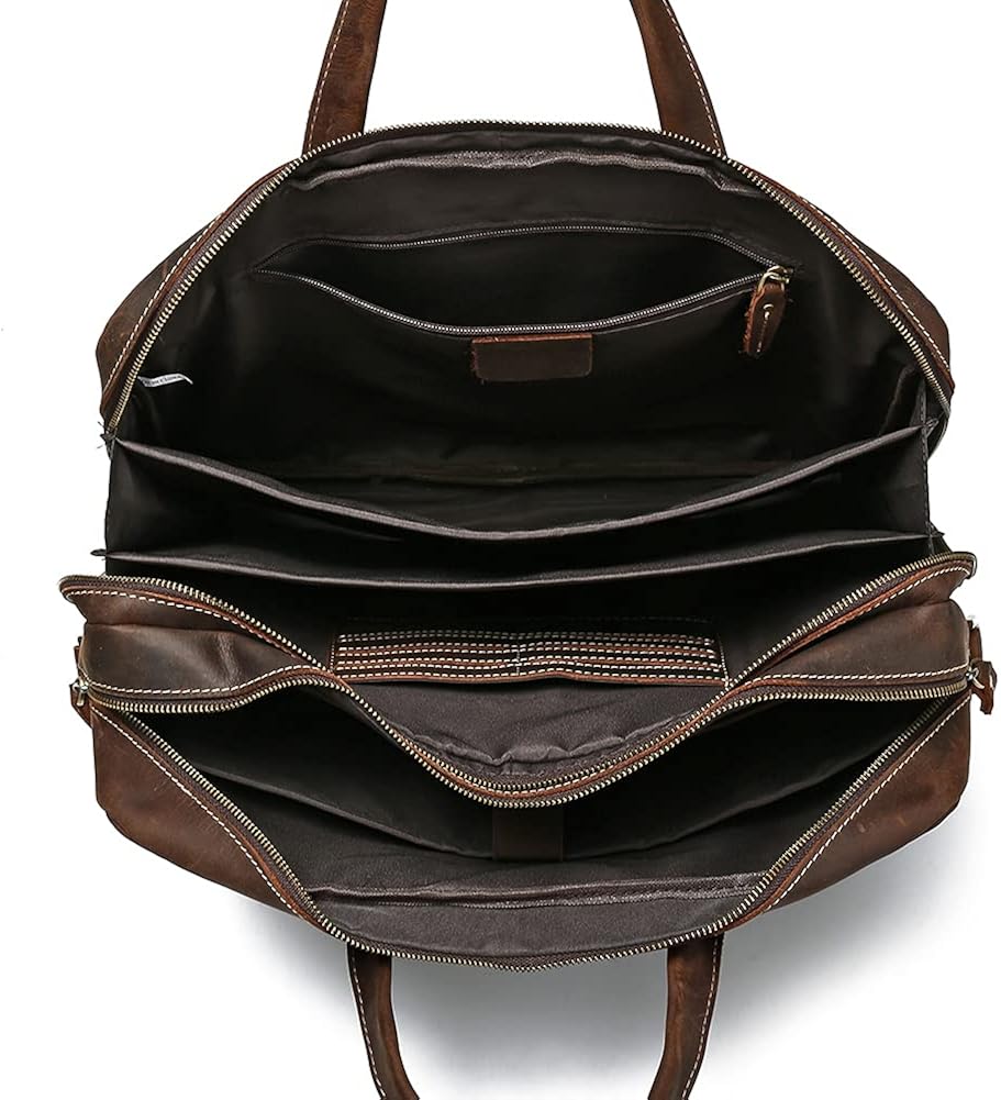 Vintage Genuine Leather 17 inch Laptop Briefcase E9803