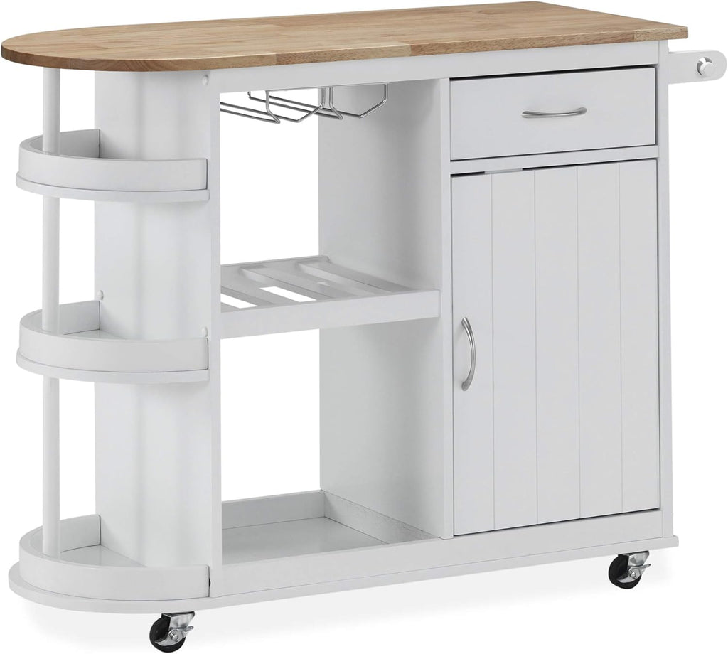 White Kitchen Cart with Wheels O747323