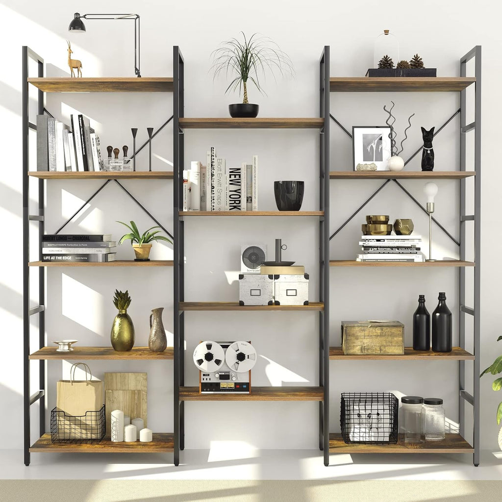5-Tier Wood and Metal Bookshelf Y5605