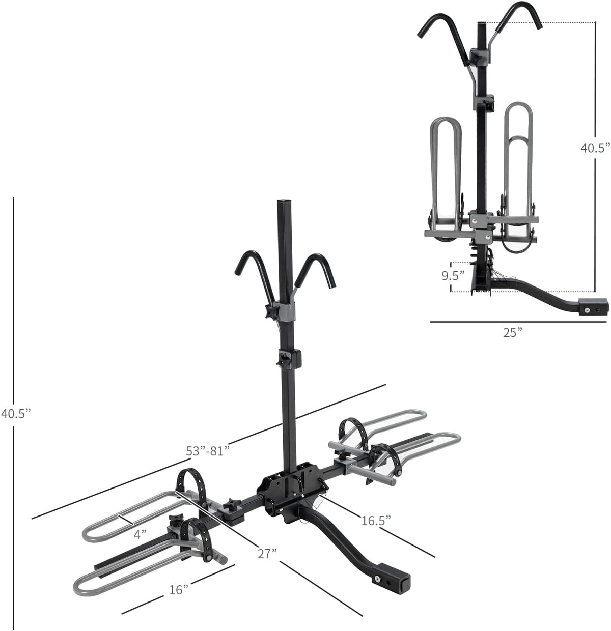 Folding 2-Bike Hitch Mount Bike Rack T970824
