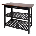 Solid Wood Kitchen Island Walnut Top Black Base I165872