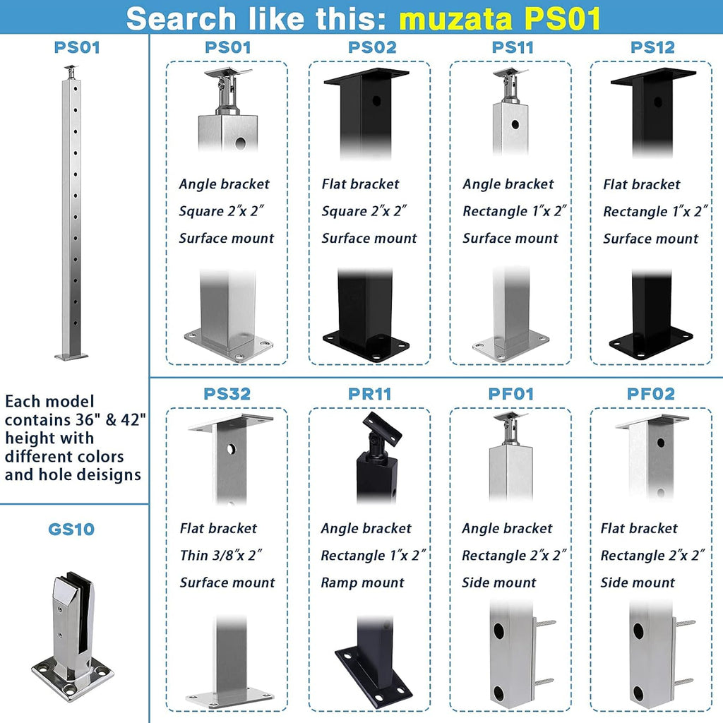 Black 30 Degree Stainless Steel Cable Railing Post O31635