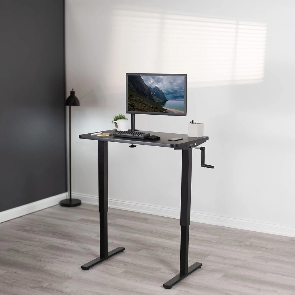 Manual Height Adjustable 36 X 24 Inch Black Standing Desk C64050