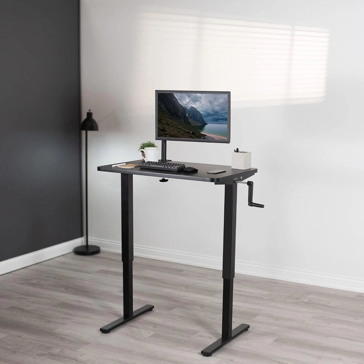 Manual Height Adjustable 36 X 24 Inch Black Standing Desk C64050