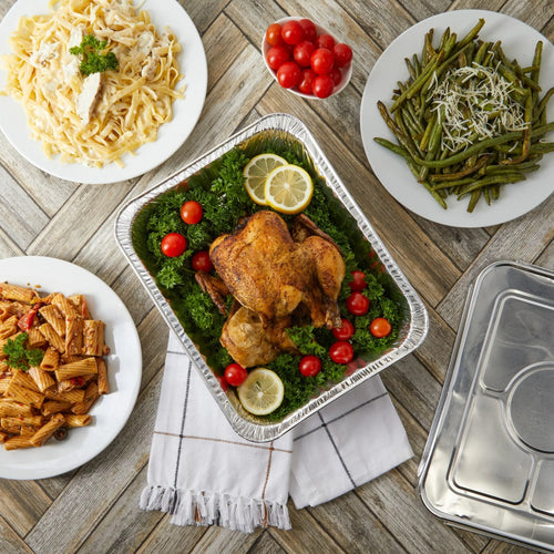 20 Pack Half Size Aluminum Pans with Lids A8400