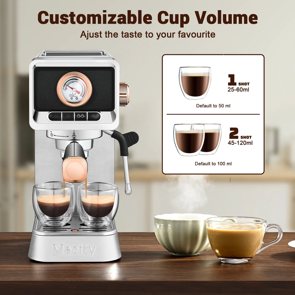 20 Bar Espresso Machine with Milk Frother, Stainless Steel, 37 fl.Oz, 1400W X727153