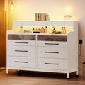 Black 6 Drawer Dresser with LED Light T577