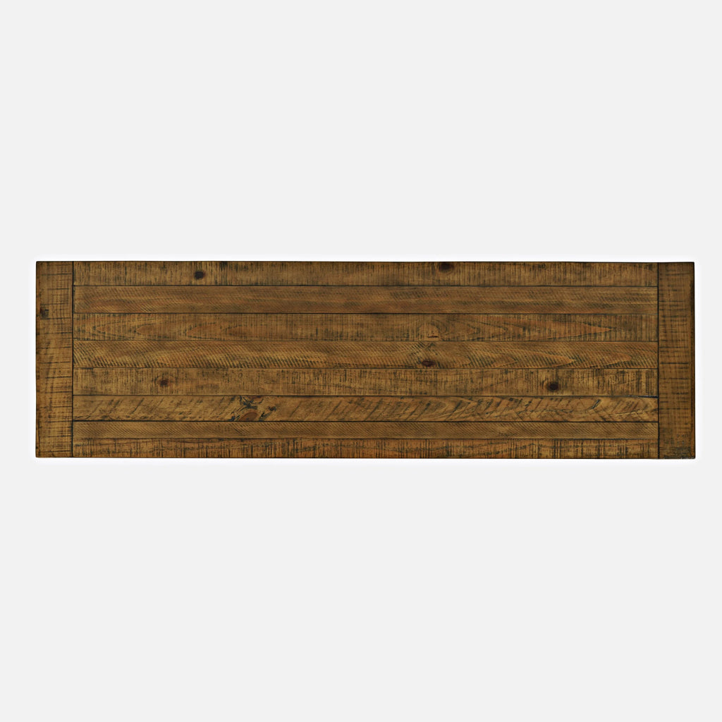 Rustic Solid Pine Storage Console TV Stand with Electric Fireplace Q637178