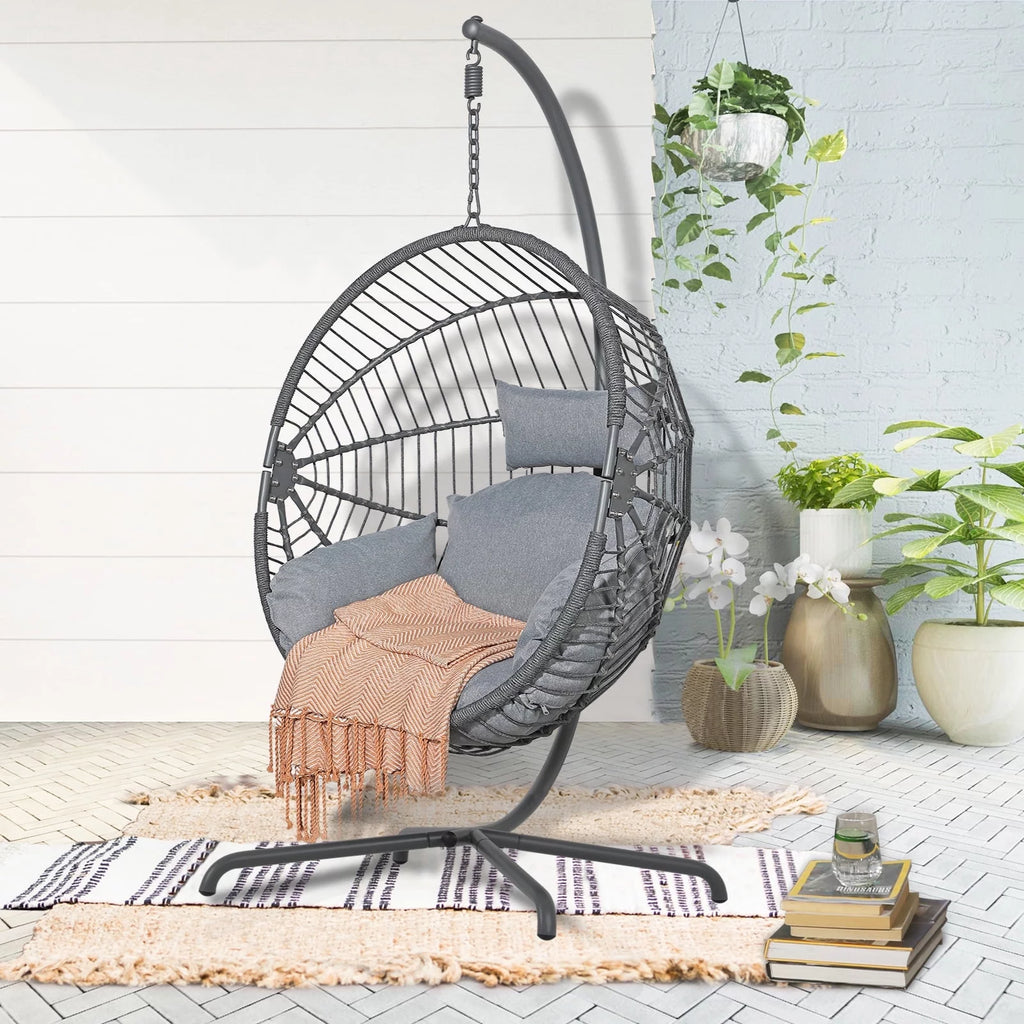 Oversized Dark Gray Hammock Chair with Stand W497