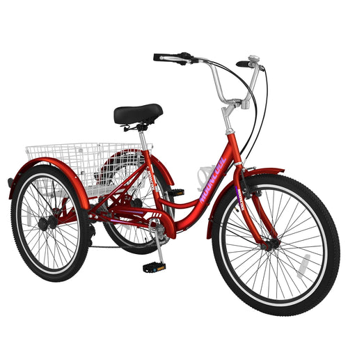 24 Adult Folding 7 Speed Tricycle with Cargo Basket, Black M71030