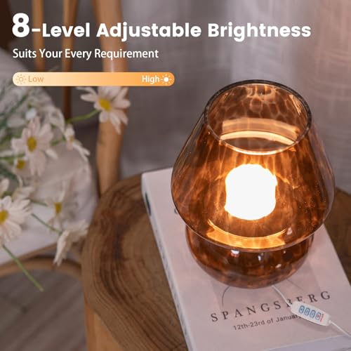 Mushroom Small Bedside Table Lamp with 3 Temperature LED Bulb P747