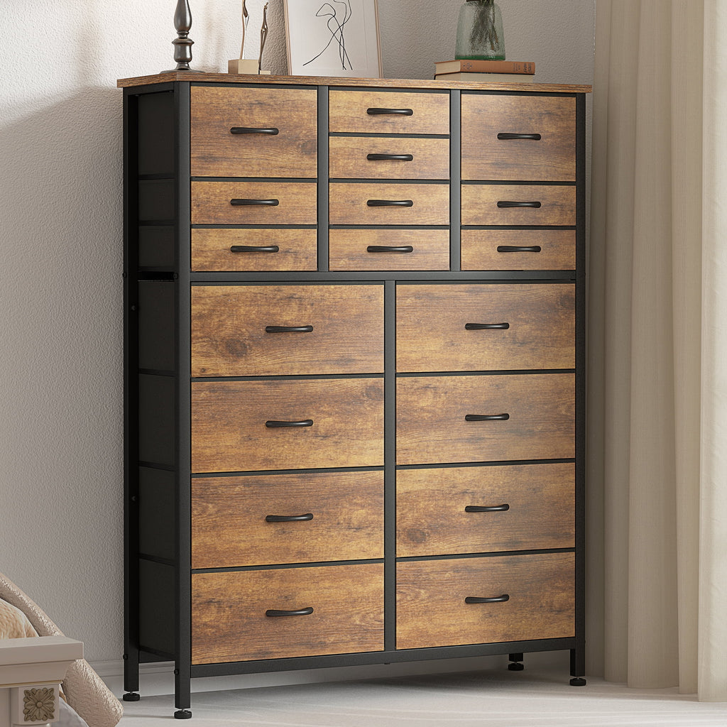 Brown 18 Drawer Wood Dresser V86652
