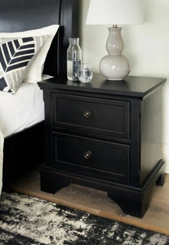 Black 2 Drawer Nightstand X18173
