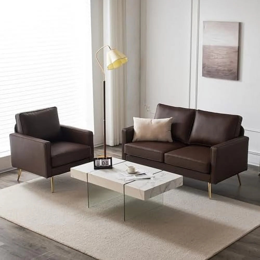 PU Leather Accent Chair with Golden Metal Legs X78578