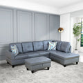 L-Shaped 3-Piece Sectional Sofa Couch, Dark Grey S2716