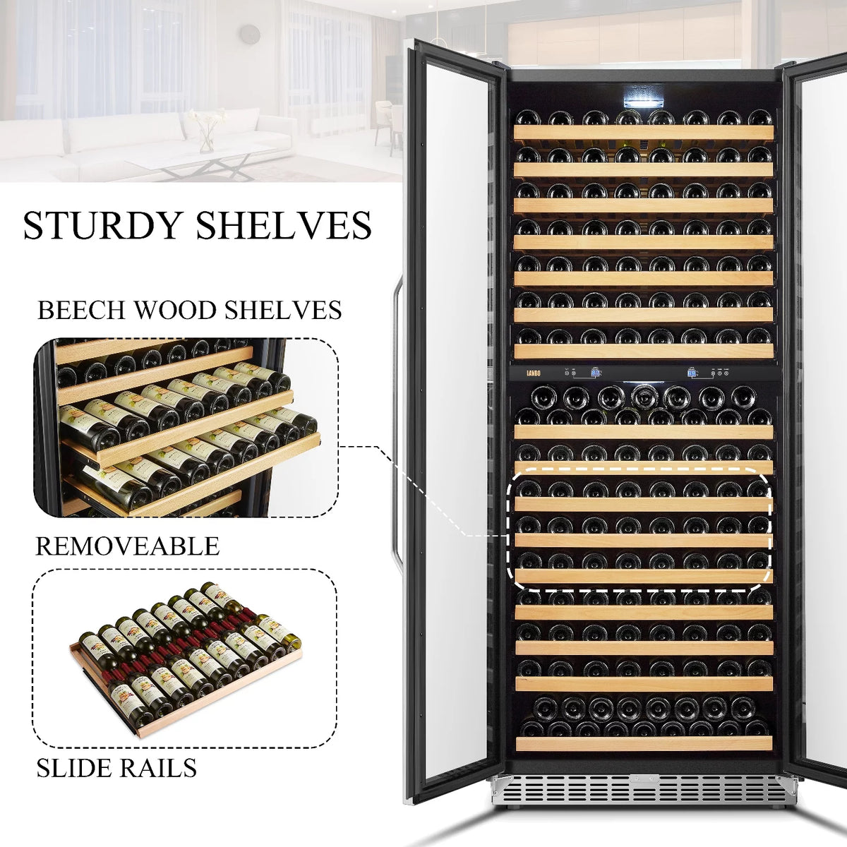 32 inch 287 Bottle Dual Zone Compressor Wine Refrigerator E280