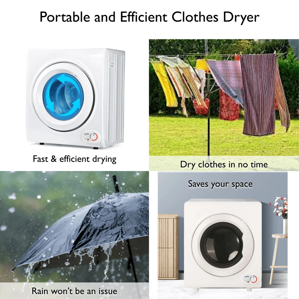 White 2.65 Cu ft. Portable Electric Stainless Steel Clothes Dryer O44392