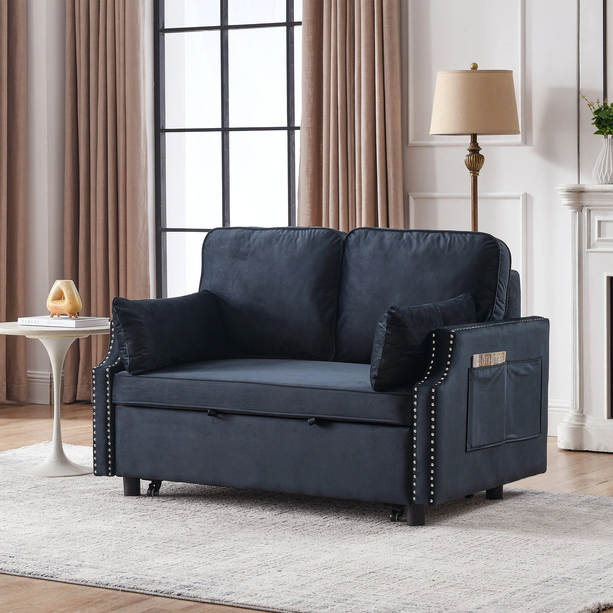 Velvet Recliner Bed with Pull-out Sleeper Sofa E966440