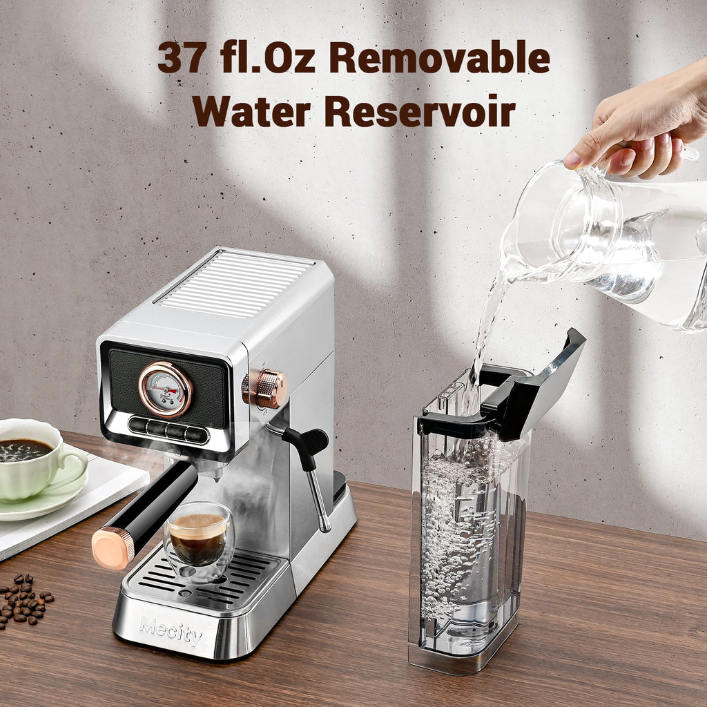 20 Bar Espresso Machine with Milk Frother, Stainless Steel, 37 fl.Oz, 1400W X727153