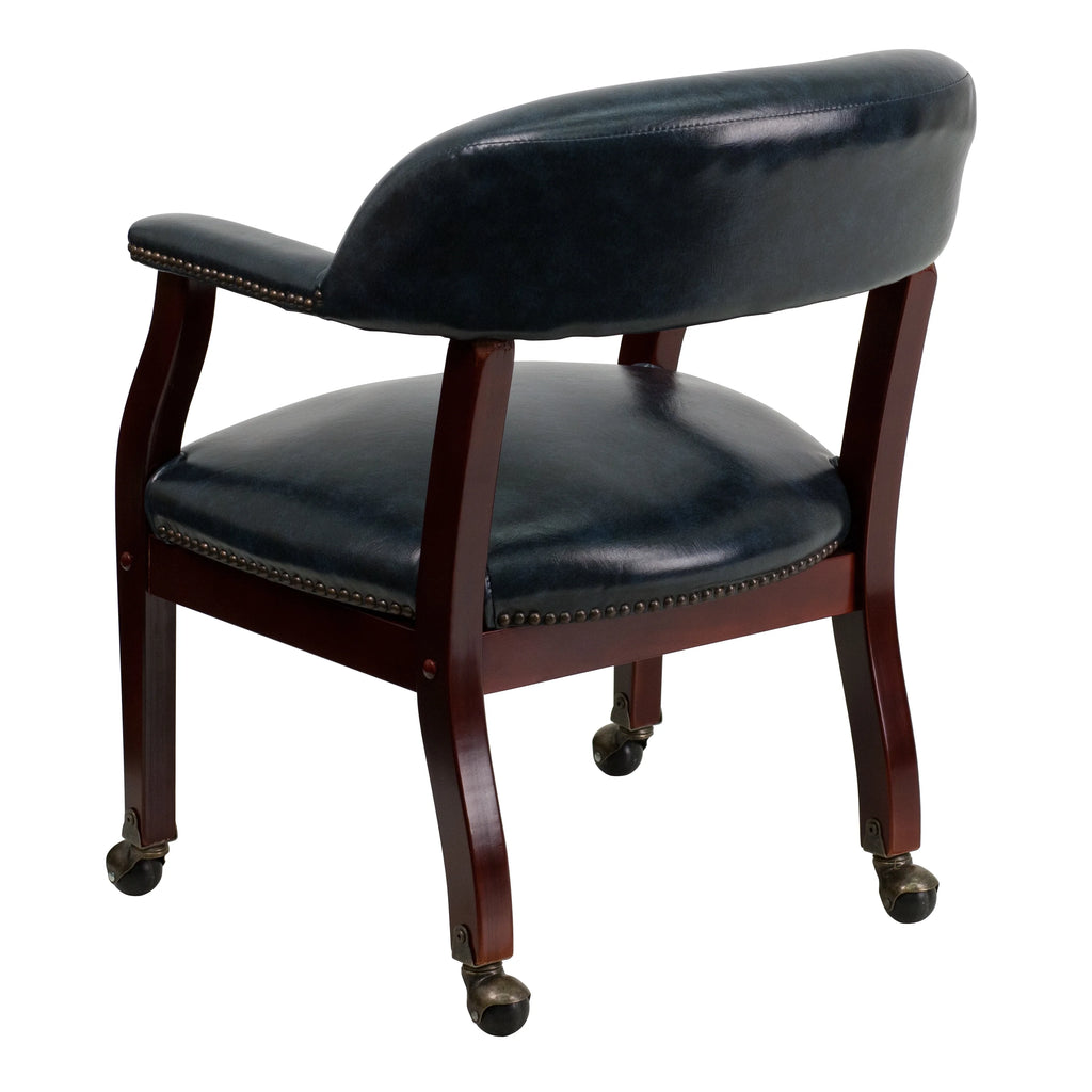 Navy Vinyl Conference Chair with Casters N139813